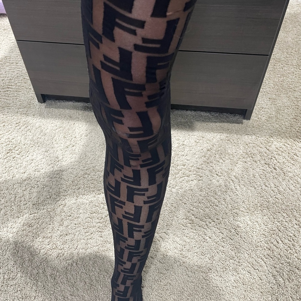 Fendi Black Textured Panty Hose